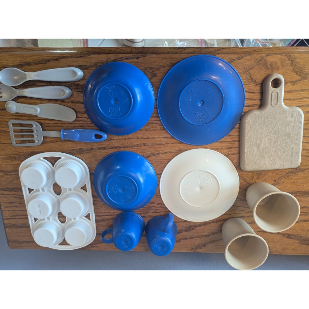 Step2 Little Tikes Play Kitchen Accessories Set Blue White Tan 15pc Lot - Picture 6 of 6